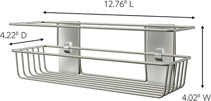 Command Shower Caddy Satin Nickel with Water Resistant Command Strips, Bathroom Organizer, Holds up to 6.5 lbs