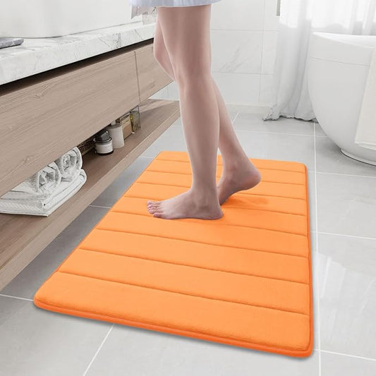 Buganda Memory Foam Bath Mat, 35.4" x 24", Ultra Soft and Non-Slip Bathroom Rugs, Water Absorbent and Machine Washable Bath Rug Runner for Bathroom, Shower, and Tub, Orange