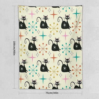 ICMOLYYENLO Abstract Cat Tapestry, Medieval Abstract Atomic Star Cat Vintage Home Wall Hanging Art Tapestry for Bedroom Living Room Dormitory 30x40 Inch