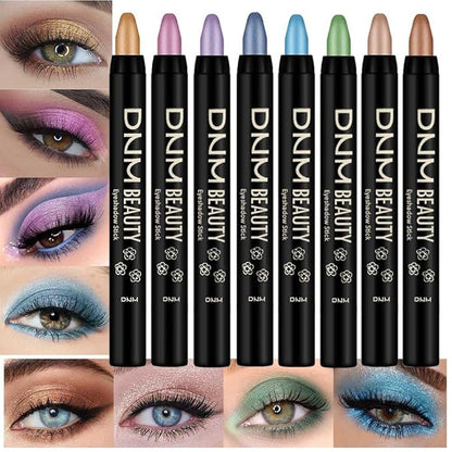evpct 8Pcs Cream Eyeshadow Stick Eye Makeup Set for Women, Beige Gold Desert Mocha Pink Sky Dazzling Blue Green Light Purple Glitter Shimmery Eye Shadow Pencil Crayon Waterproof sombras para ojos 02