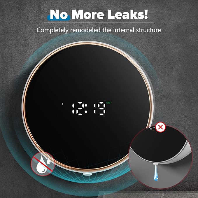 Automatic Soap Dispenser Liquid Bathroom: Wall Mount Rechargeable Touchless Adjustable Auto Smart Electric Plastic White Soap Dispenser with Clock - Kitchen - Hand Dish Lotion Couple Kids