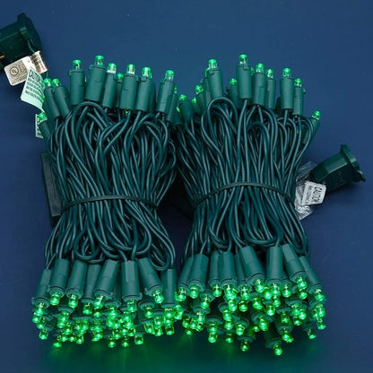 200 Count Green Wide Angle LED Christmas Lights, 66 ft Green Wire UL Certified Commercial Grade 5mm Holiday String Light Set (Green)