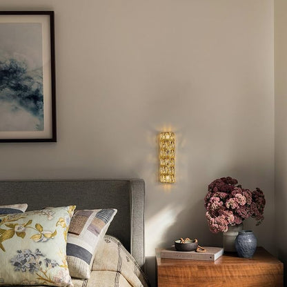 6 Layer Gold Crystal Wall Sconce, Modern Wall Lamp Light Fixture for Bathroom Vanity, Stairway, Kitchen, Living Room, Bedroom, Hallway