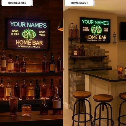 Custom Bar Neon Sign Personalized LED Signs for Man Cave Cool Home Bar Lighted Acrylic Table for Men Lounge Workshop Garage Poker Billiards Tavern Wall Decor Gifts