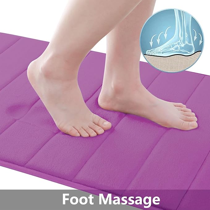 Buganda Memory Foam Bath Mat, 44" x 24", Ultra Soft and Non-Slip Bathroom Rugs, Water Absorbent and Machine Washable Bath Rug Runner for Bathroom, Shower, and Tub, Violet