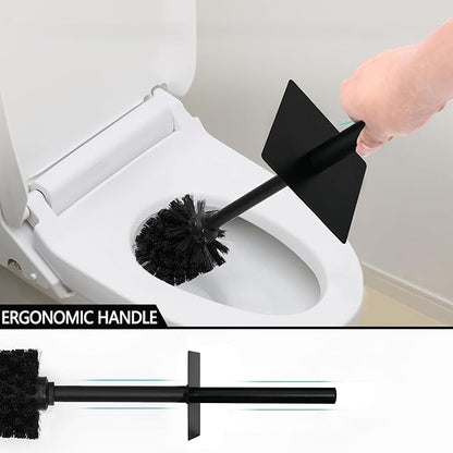 Black Line Design Resin Toilet Bowl Holder and Brush Set, Stylish Bathroom Cleaning Tool with Durable Bristles, Compact and Functional