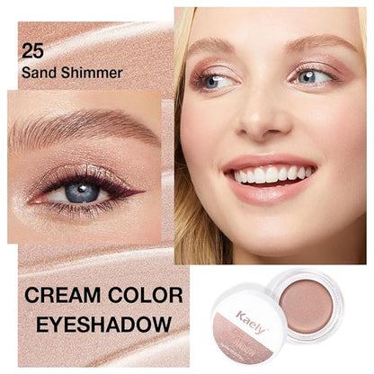 Cream Glitter Sand Shimmer Metallic Eyeshadow Palette Makeup, Natural Single Mini Instant Holographic Eyeshadow For Older Women, Sombras Crema Para Ojos, Talc, Paraben & Cruelty Free, 25
