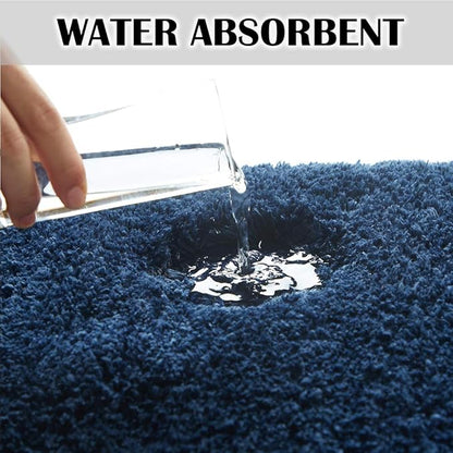 Suchtale Bathroom Rug Non Slip Bath Mat for Bathroom (16 x 24, Navy) Water Absorbent Soft Microfiber Shaggy Bathroom Mat Machine Washable Bath Rug for Bathroom Thick Plush Rugs for Shower