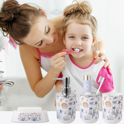 Bathroom Accessories Set 9 Piece Sea Bathroom Sets with Trash Can Bathroom Accessory Set Ocean Bathroom Accessories Set