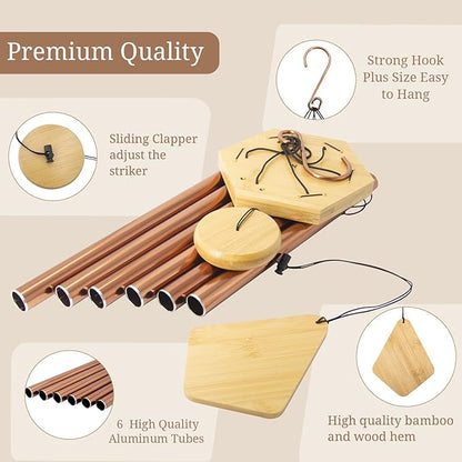 Wind Chimes Outdoor, Deep Tone Memorial Wind Chimes with Hook, Gifts for Mother's Day/Housewarming/Christmas, Patio, Garden, Yard, Home Decor, Copper