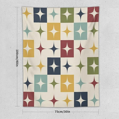 ICMOLYYENLO Boho Medieval Cat Tapestry, Abstract Atomic Starburst Geometric Aesthetic Art Wall Hanging For Bedroom Living Room Dormitory 60x60 Inches