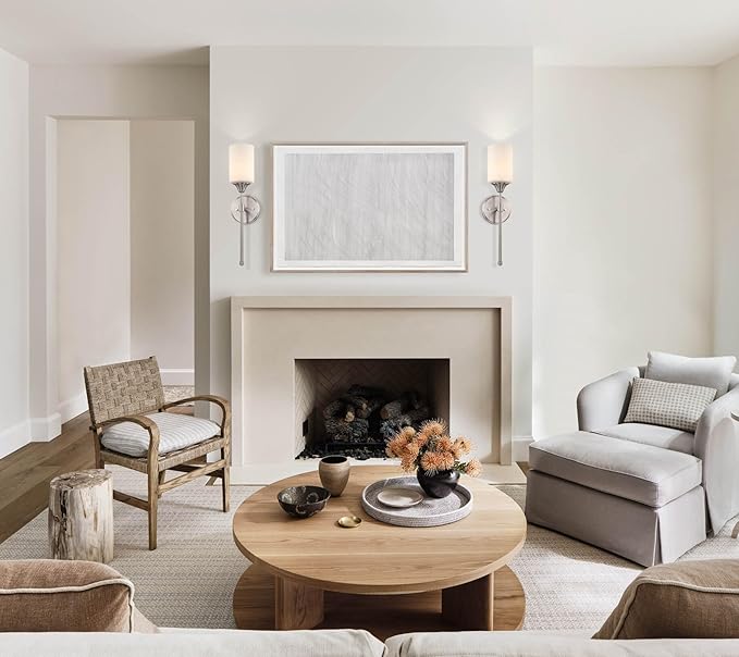 XiNBEi Lighting Wall Light 1 Light Wall Sconce with Glass, Bath Vanity Sconce for Bathroom Bedroom & Living Room, Brushed Nickel Finish XB-W1216-BN