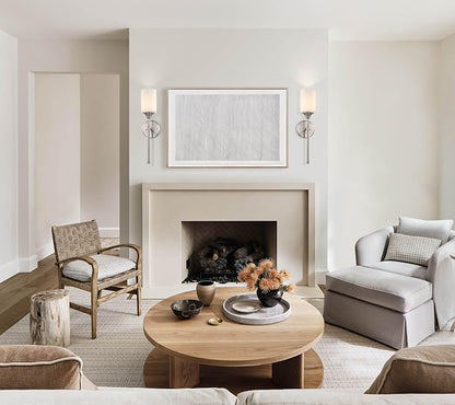 XiNBEi Lighting Wall Light 1 Light Wall Sconce with Glass, Bath Vanity Sconce for Bathroom Bedroom & Living Room, Brushed Nickel Finish XB-W1216-BN