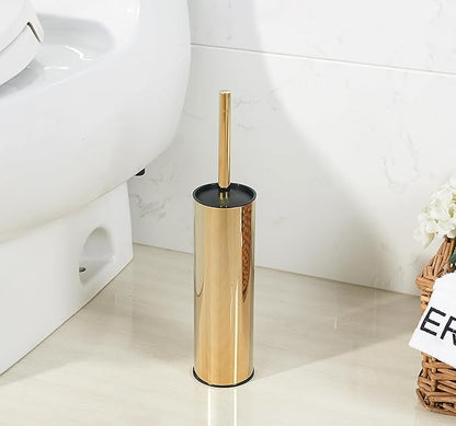 BGL Gold Toilet Brush and Holder, Stainless Steel Toilet Brush with PP Fiber Bristles, Round, 1 Pack