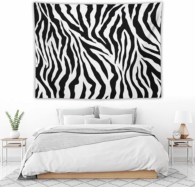 HZOHNAGO Zebra Print Tapestry Nature Wild Animals Black and White Stripe Printed Wall Tapestry Painting Wall Hanging for Bedroom Living Room Dorm 80" W x 60" H