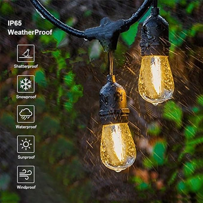 Svater Outdoor Led String Lights 50FT, Patio Lights with 16pcs S14 Shatterproof Bulbs, 1 Watt E26 Dimmable 2700K Warm White, IP65 Waterproof, Commercial Grade Light