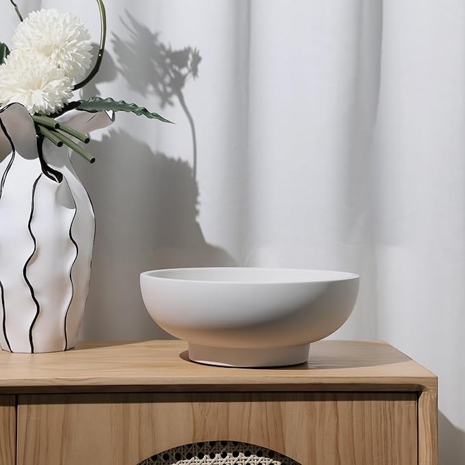 Concrete Fruit Bowl for Kitchen Counter - Modern Home Decor, Large Decorative Bowl for Fruits, Keys, and Candy, Durable and Stylish Design