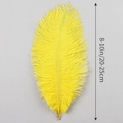 THARAHT Yellow Ostrich Feathers 12pcs Natural Bulk 8-10Inch 20cm-25cm for Crafts Wedding Party Centerpieces Halloween and Home Decoration Feathers