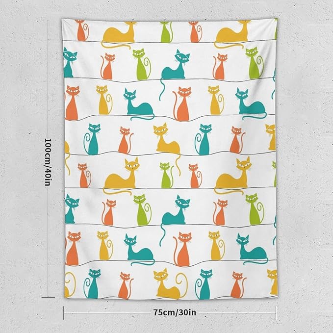 ICMOLYYENLO Boho Medieval Cat Tapestry, Abstract Atomic Starburst Geometric Aesthetic Art Wall Hanging For Bedroom Living Room Dormitory 30x40 Inches