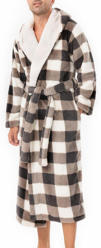DAVID ARCHY Men's Soft Fleece Plush Robe Full Length Long Bathrobe