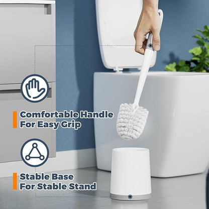 Toilet Brush, 4 Pack Toilet Brush and Holder Set, Toilet Bowl Brush with 4 Grout Brush, Toilet Bowl Brush and Holder for Bathroom, (White)
