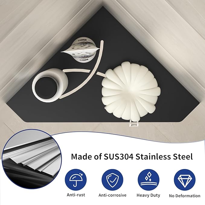 Corner Shower Shelf 10", Matte Black 304 Stainless Steel Pentagonal Corner Shelf Recessed Bathroom Storage Shampoo Holder Organizer Shelf