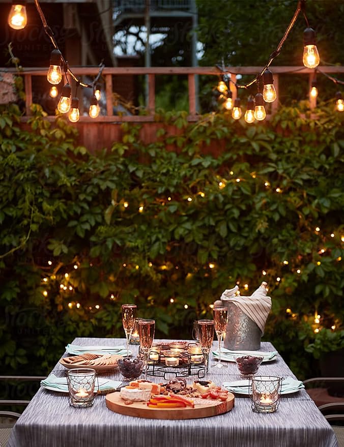 Svater Outdoor Led String Lights 50FT, Patio Lights with 16pcs S14 Shatterproof Bulbs, 1 Watt E26 Dimmable 2700K Warm White, IP65 Waterproof, Commercial Grade Light