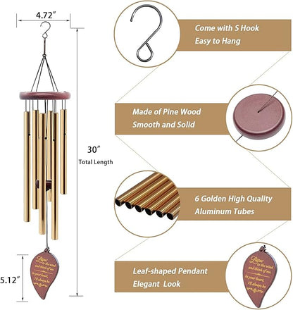 Wind Chimes for Outside, 30" Wooden Sympathy Wind Chimes Memorial Wind Chime for Loss of Loved One Mother Father, Sympathy Gift Home Decor Outdoor Garden Patio