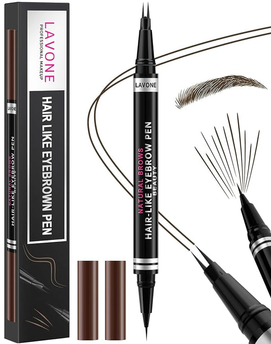 Eyebrow Pencil, 2-in-1 Waterproof Eyebrow Pen, with 2 Tip Microblading Eyebrow Pencil and Ultra-Precise Brow Pencil, with Eyebrow Brush, Eyebrow Pencils for Women, Natural Hair-Like Brows - Ash Brown
