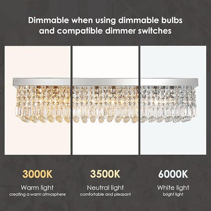 Siljoy Modern Crystal Chandelier 8-Lights Rectangular Flush Mount Pendant Ceiling Light Fixture Rectangle K9 Crystal Raindrop Chandelier for Dining Living Room Kitchen Island L40'' x W10'' x H10'