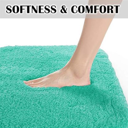 Suchtale Non Slip Bath Mat, Soft Microfiber Shaggy Bathroom Rug, Machine Washable, Thick Plush Shower Mat (20 x 32 Turquoise)