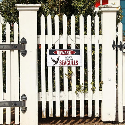 Warning Sign, Do Not Feed The Seagulls Seaside Beach Cafe Bar Metal Wall Warning Wood Plaque Sign, Funny Door Signs, Decorative Wood Hanging Suspension Plaque, Farmhouse Wooden Wall Decor
