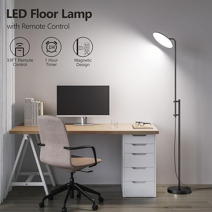 SUNMORY 32W/3000LM Floor Lamps, Super Bright LED Standing Lamp with Remote Control, Adjustable Tall Lamp with 350°Rotating Head, Modern Dimmable Torchiere Corner Lamp for Living Room, Bedroom, Office