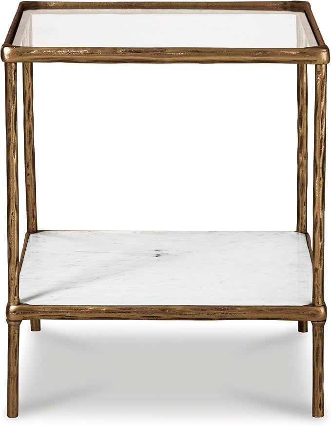 Signature Design by Ashley Ryandale Contemporary Accent Table, Antique Brass Finish