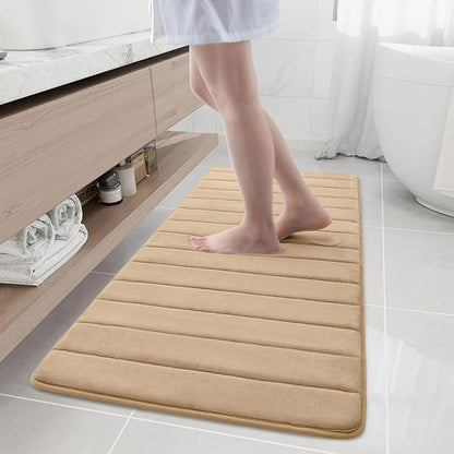 Buganda Memory Foam Bath Mat, 55" x 24", Ultra Soft and Non-Slip Bathroom Rugs, Water Absorbent and Machine Washable Bath Rug Runner for Bathroom, Shower, and Tub, Camel