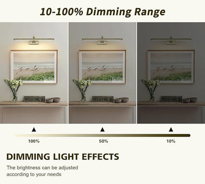 Wireless Picture Lights Rechargeable Gallery Lighting Battery Picture Frame Light with Remote and Timer, Adjustable Art Light for Paintings, Portraits, Antique Bronze Finish 24'' Inch 5W 2700K