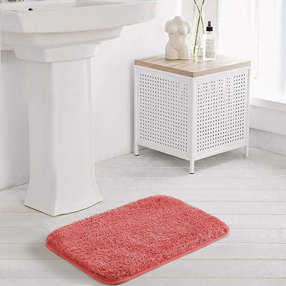 Suchtale Non Slip Bath Mats - Soft Microfiber Shaggy Bath Mat, Machine Washable, Thick Plush, Absorbent, 16 x 24 Living Coral