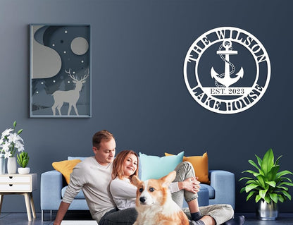 Personalized Lake House Decor, Custom Nautical Wall Decor, Nautical Decor for Home, Beach House Decor, Outdoor Nautical Decor, Outdoor Metal Lake House Signs, Lake House Gifts