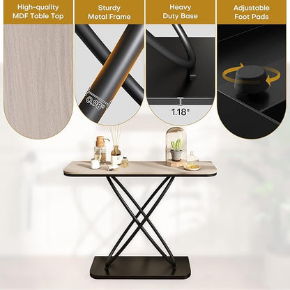 BECHAEO Farmhouse Narrow Console Table for for Living Room, 47.4" Rustic Narrow Entryway Table, Sofa Tables Behind Couch, Industrial Wooden Accent Tables for Hallway Foyer Warm Gray