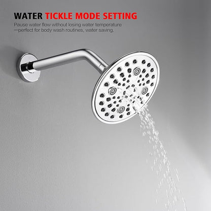 sumerain Tub and Shower Faucet Set with 6-Setting Shower Head, Modern Wall Mounted Tub Shower Systems with Valve and Trim Kit,Chrome