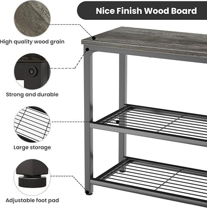 Ecoprsio Small Console Table, Sofa Table with Double Mesh Shelves, Modern Entryway Table for Entryway, Hallway, Foyer, Front Hall, Sofa Couch, Living Room, Bar, Kitchen, 32 Inch, Grey