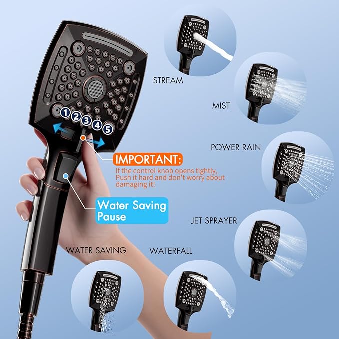 ELLO&ALLO Oil Rubber Bronze tub and Shower Faucet Set, Complete Shower System with Rough-in Valve and Trim Kit