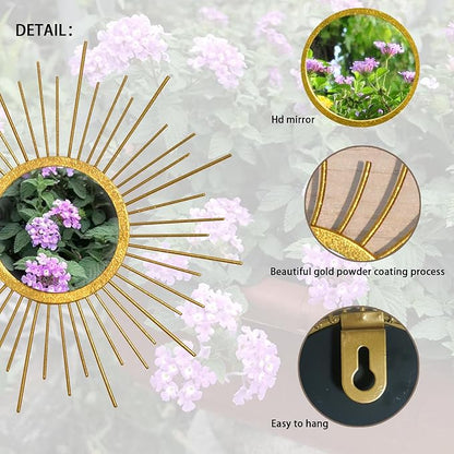 Mirror Decor Sunburst Mirrors Metal Sun Mirror Wall Decor Wall Mirror Home Decorative Wall Art for Living Room Bedroom Entryway