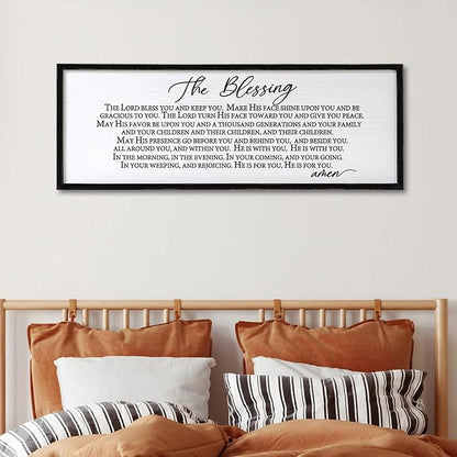 The Blessing Christian Song Lyrics Wall Decor 32"×12" Bible Verse May The Lord Bless You Scripture Wall Art Sign (Black)
