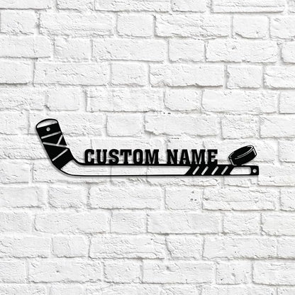 Custom Hockey Stick LED Sign – Personalized Name Light Up Hockey Sign, Neon Wall Light with Puck, Hockey Wall Decor for Boys Room, Man Cave, Players