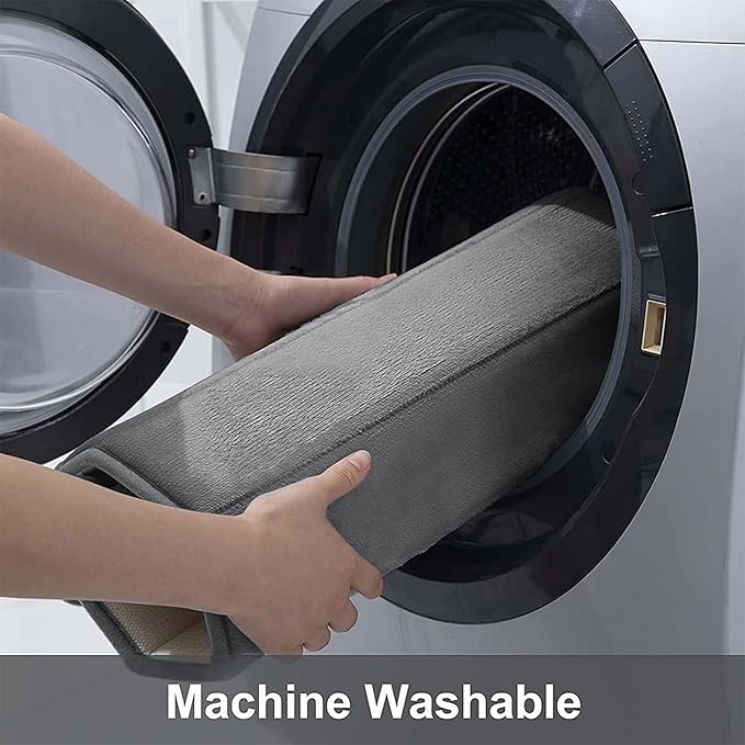 Buganda Memory Foam Bath Mat, 34" x 20", Ultra Soft and Non-Slip Bathroom Rugs, Water Absorbent and Machine Washable Bath Rug for Bathroom, Shower, and Tub, Grey