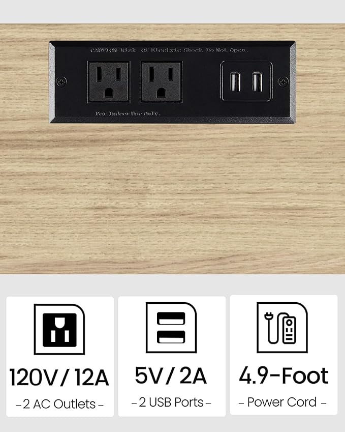 TUTOTAK End Table with Charging Station, Small Side Table with Outlets, Nightstand Bedside Table, 2-Tier Storage Shelf for Small Space, Living Room, Bedroom, Oak TB01BO040