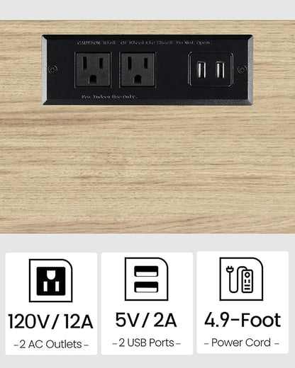 TUTOTAK End Table with Charging Station, Small Side Table with Outlets, Nightstand Bedside Table, 2-Tier Storage Shelf for Small Space, Living Room, Bedroom, Oak TB01BO040