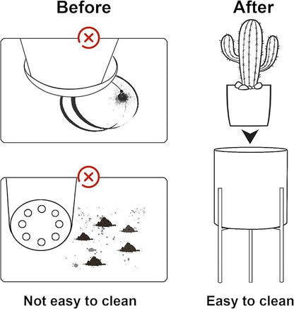 ARNIS Modern Planter Pots, Set of 2 Large Planters with Stand, Decorative Planters, Metal Pots with Drainage Holes for Living Room, Office, Garden or Balcony, 10.5 &12.25 Inch, Matte White
