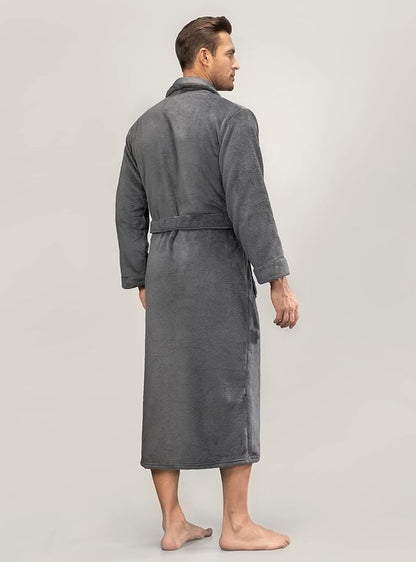 DAVID ARCHY Men's Soft Fleece Plush Robe Full Length Long Bathrobe